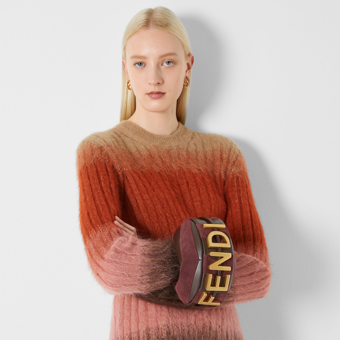 FENDI Fendigraphy Mini Mini-bag in leather and suede with two-tone inlay - Image 3